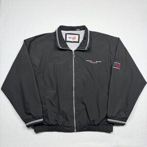 Vintage Perry Ellis America Jacket Men's XL Black Windbreaker Spell Out Logo 90s